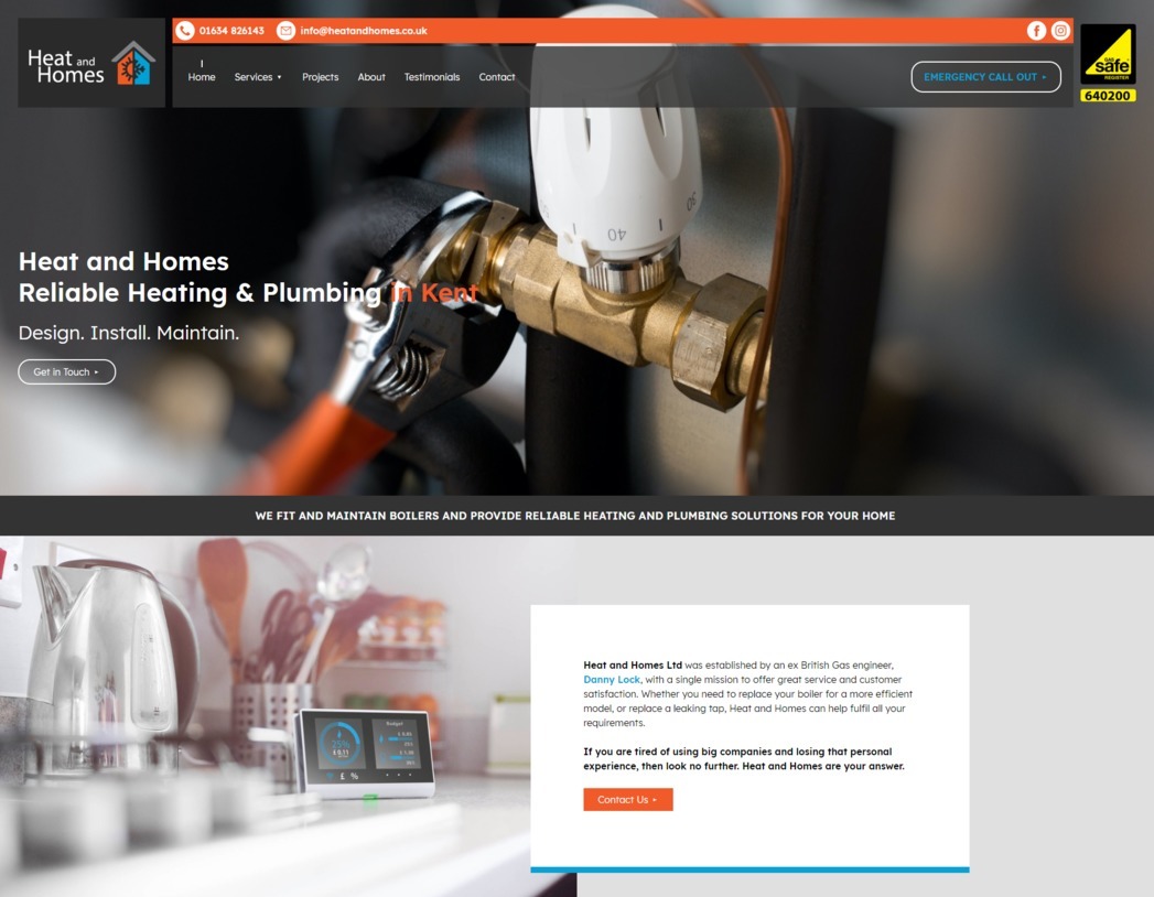 Heating company web design created by it'seeze Gravesend